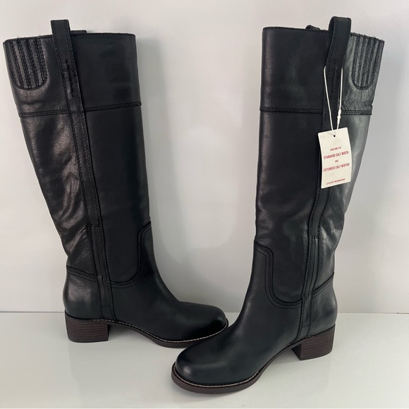 LUCKY BRAND Hybiscus Knee High Leather Riding Boot in Black NEW - Picture 1 of 13